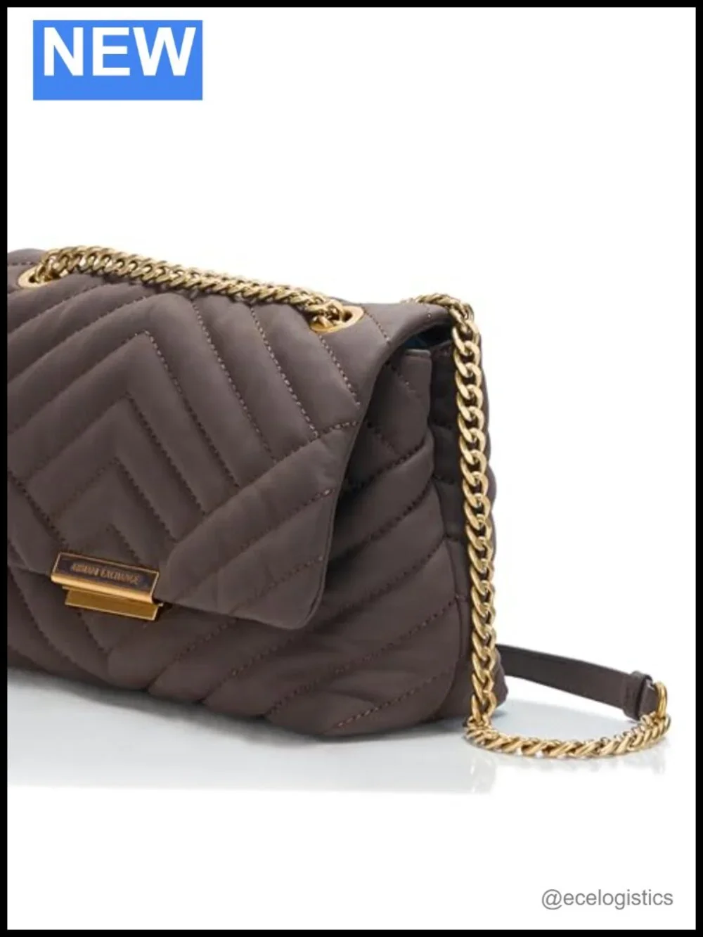 Armani Exchange Victoria Convertible Crossbody Bag Quilted Metallic Chain